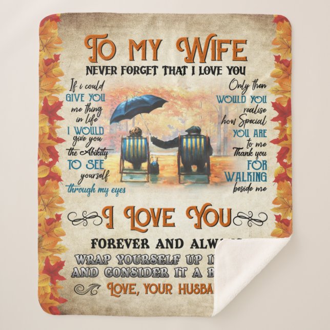 Personalized To My Wife From Husband Never Forget Sherpa Blanket (Front)