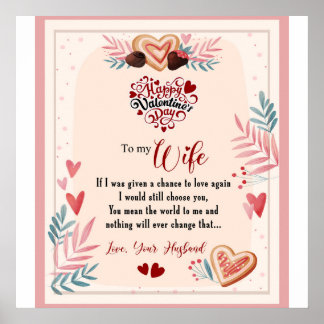 Personalized To My Wife Happy Valentine Day Poster