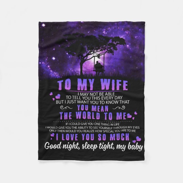 Personalized To My Wife, Letter From Husband Fleece Blanket (Front)