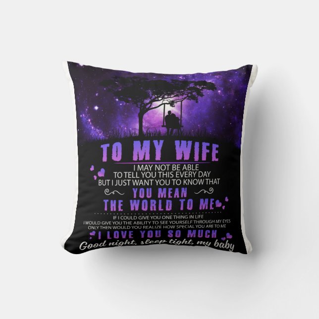 Personalized To My Wife, Letter From Husband Throw Pillow (Front)