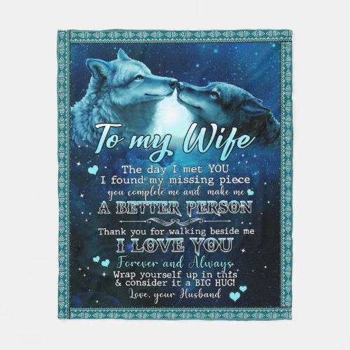 Personalized To My Wife Love From Husband Fleece Blanket