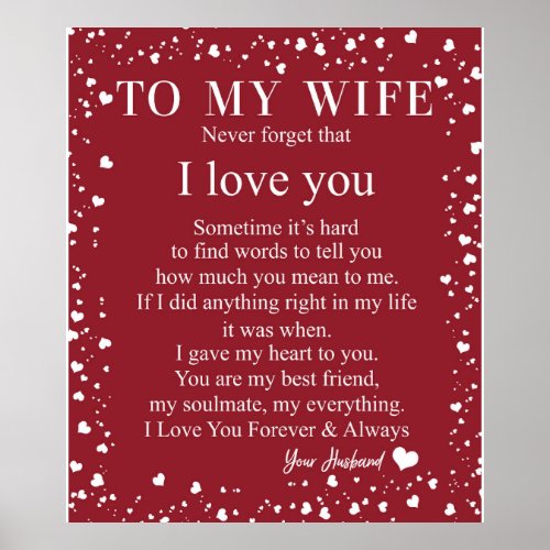 Personalized To My Wife Love From Husband Poster