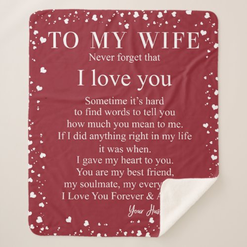 Personalized To My Wife Love From Husband Sherpa Blanket