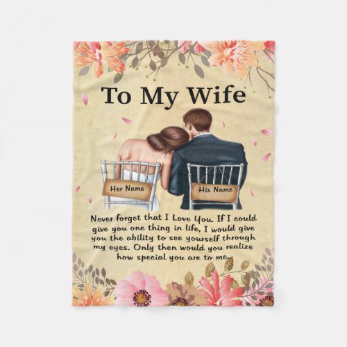 Personalized To My Wife Love From Husband Vintage Fleece Blanket
