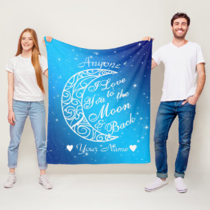 Personalized To The Moon and Back Fleece Blanket