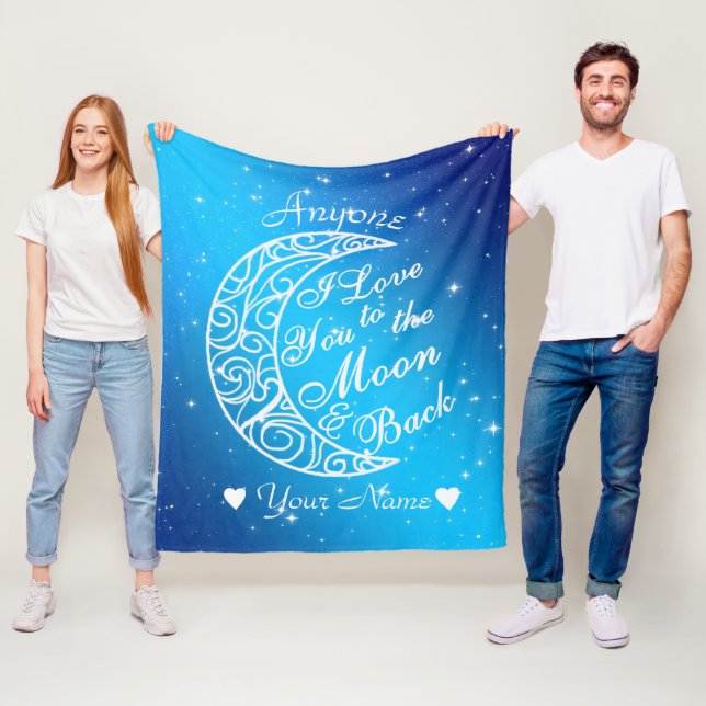 Personalized To The Moon and Back Fleece Blanket (In Situ)