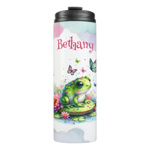 Personalized Toad Flowers and Butterflies Thermal Tumbler