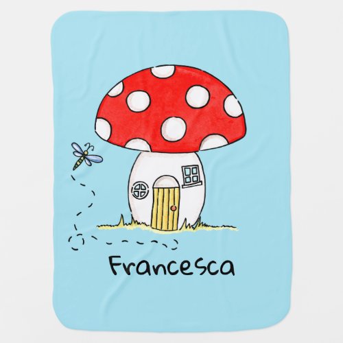 Personalized Toadstool  Dragonfly Baby Blanket