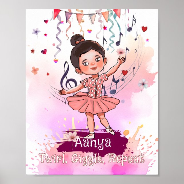 Personalized Toddler Ballerina Name Poster (Front)