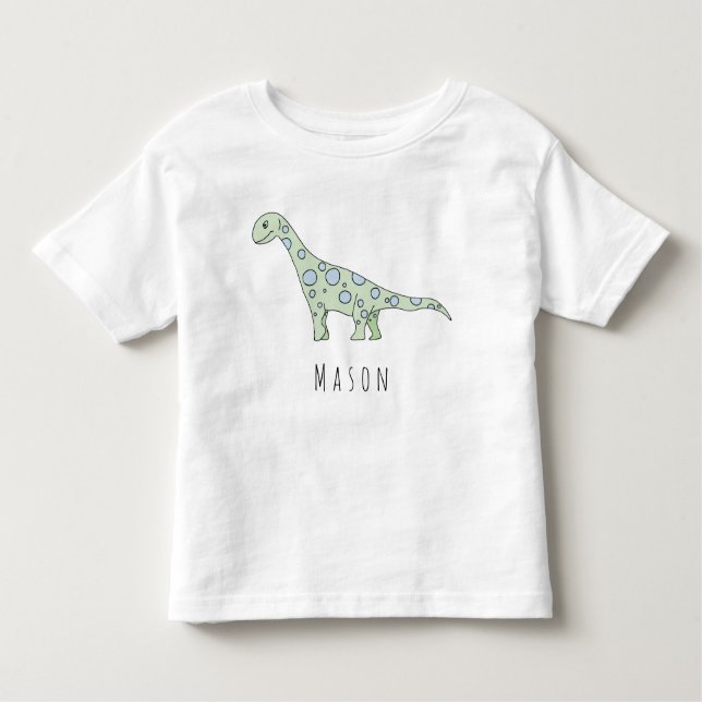 Personalized Toddler Boy Doodle Dinosaur with Name T-shirt (Front)