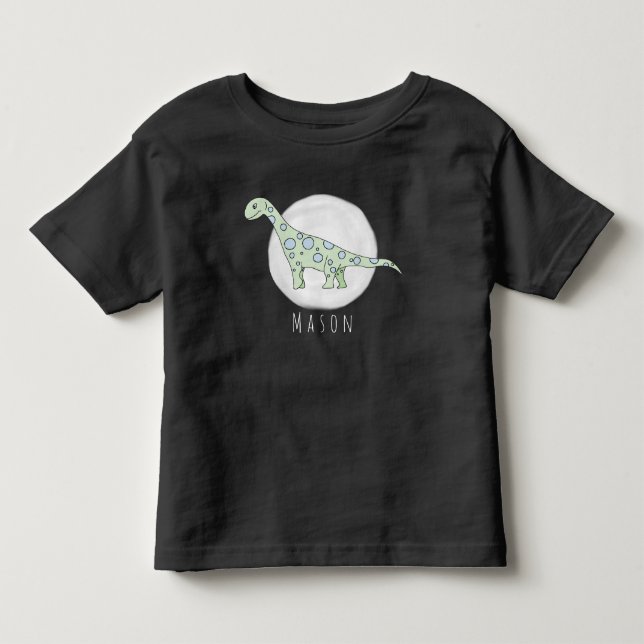 Personalized Toddler Boy Doodle Dinosaur with Name Toddler T-shirt (Front)