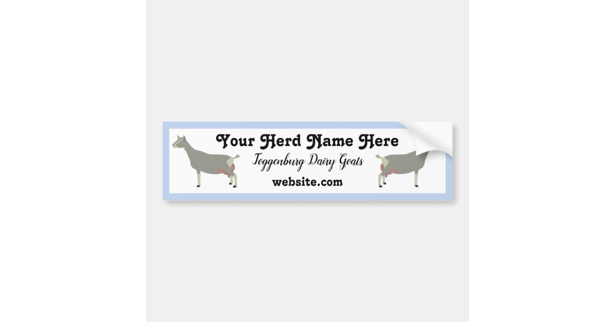 Personalized Toggenburg Dairy Goat Bumper Sticker Zazzle 