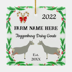 Personalized Toggenburg Dairy Goat Farm Christmas Ceramic Ornament
