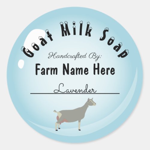 Personalized Toggenburg Goat Milk Soap Blue Bubble Classic Round Sticker
