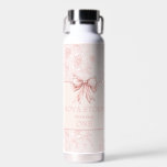 Personalized Toile Blush Pink Coquette Birthday Water Bottle<br><div class="desc">Celebrate your little one’s special day in style with the Personalized Toile Blush Pink Coquette Birthday Water Bottle. Perfectly blending elegance and charm, this bottle features a blush pink background adorned with a dainty watercolor ribbon design that exudes a chic and feminine aesthetic. Inspired by timeless French toile and damask...</div>
