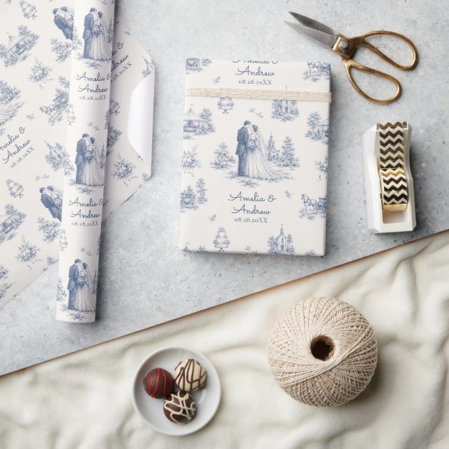 Personalized Toile Wedding Style Custom Name Gift  Wrapping Paper (Crafts)