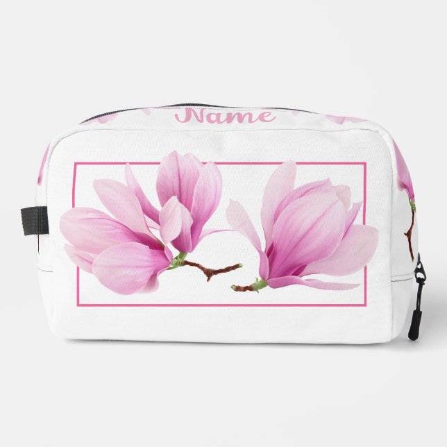 Personalized Toiletry Bag - Pink Magnolia (Front)