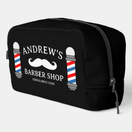 Personalized toiletry bag with barber shop logo