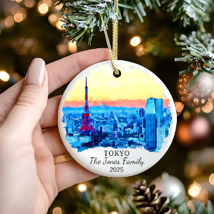 Personalized Tokyo Ornament, Japan Gift Ceramic Ornament