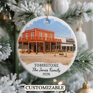 Personalized Tombstone Ornament, Custom Arizona Ceramic Ornament