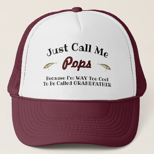 Personalized Too Cool To Be Grandfather Fishing Trucker Hat (Front)