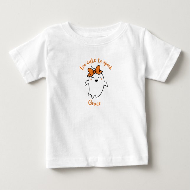 Personalized Too Cute To Spook Halloween Baby T-Shirt (Front)