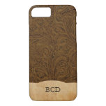 Personalized Tooled Leather Look Rustic Country Iphone 8/7 Case at Zazzle