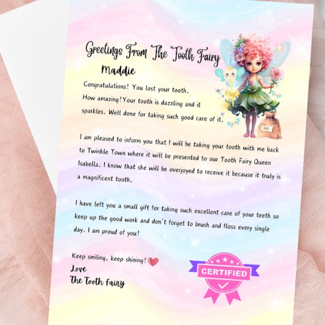 Personalized Tooth Fairy Letter – Magical Keepsake Invitation (Personalized Tooth Fairy Letter - Available Printed or as a Digital Download)
