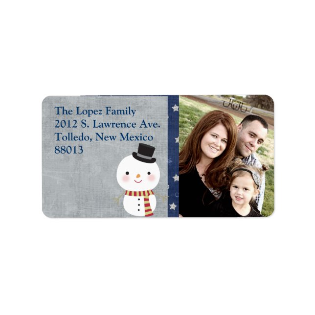 Personalized Top Hat Snowman Mailing Label (Front)