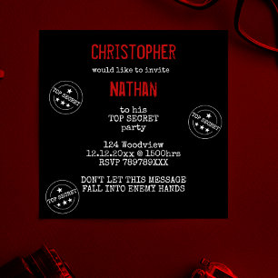 Personalized TOP SECRET Party Invitation