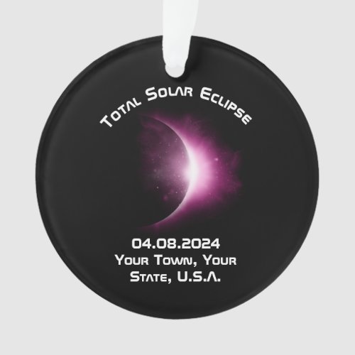 Personalized TOTAL SOLAR ECLIPSE 2024 Souvenir Ornament