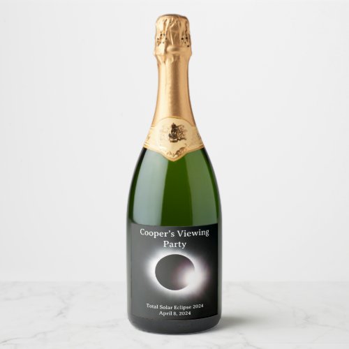 Personalized Total solar eclipse 2024 Sparkling Wine Label