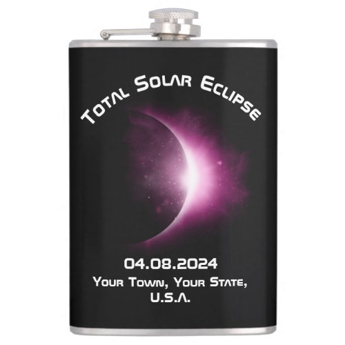 Personalized TOTAL SOLAR ECLIPSE 2024 Travel  Flask
