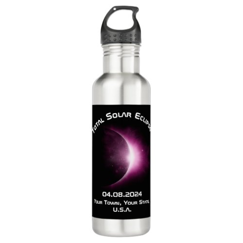 Personalized TOTAL SOLAR ECLIPSE 2024 Travel  Stainless Steel Water Bottle