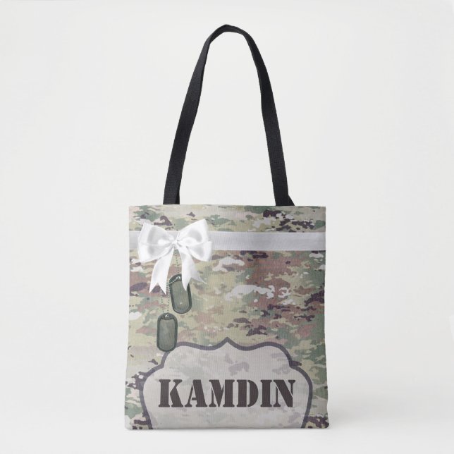 Personalized Tote Bag Army OCP Camo Uniform Camofl (Front)