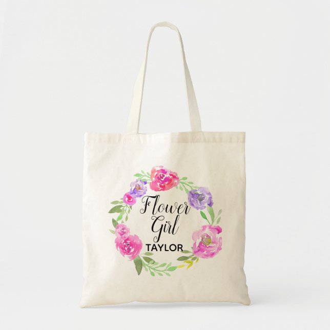 Personalized Tote Bag Floral Flower Girl (Front)