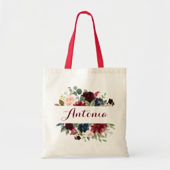 Personalized Tote Bag. Floral Tote Bag. Bridesmaid by HannahMaria at Zazzle