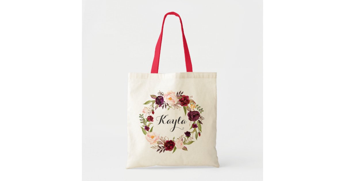 Personalized Tote Bag Fl Bridesmaid Zazzle