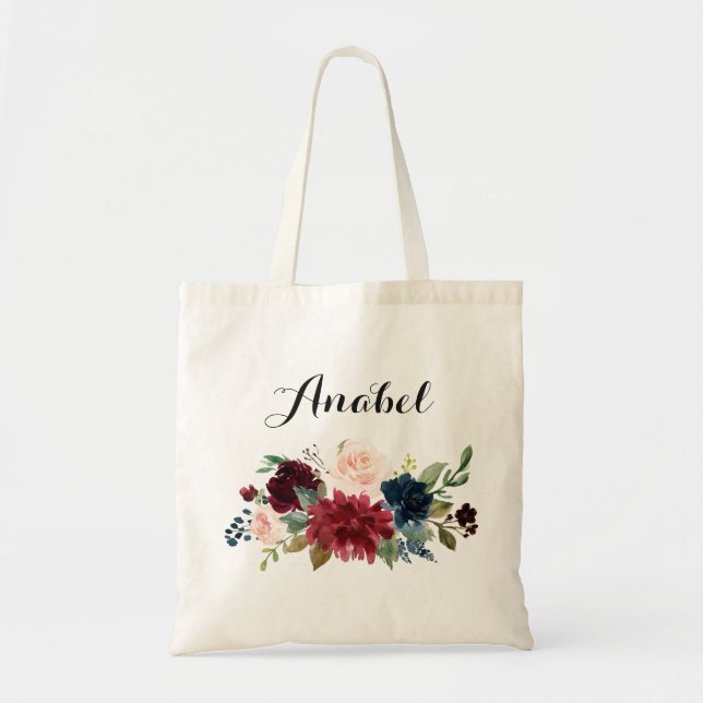 Personalized Tote Bag. Floral Tote Bag. Bridesmaid (Front)