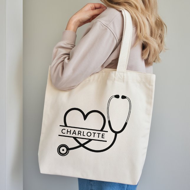 Personalized Tote Bag Gift for Doctor or Nurses (Personalized Monogram Tote Bag Graduation Gift for New Nurses, Doctors or Healthcare Coworkers)