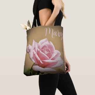 Personalized Tote Bags - Pink Rose