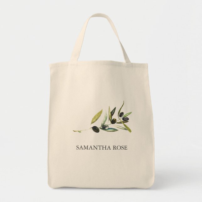 Personalized Tote Bags Rustic Olive Branch (Front)