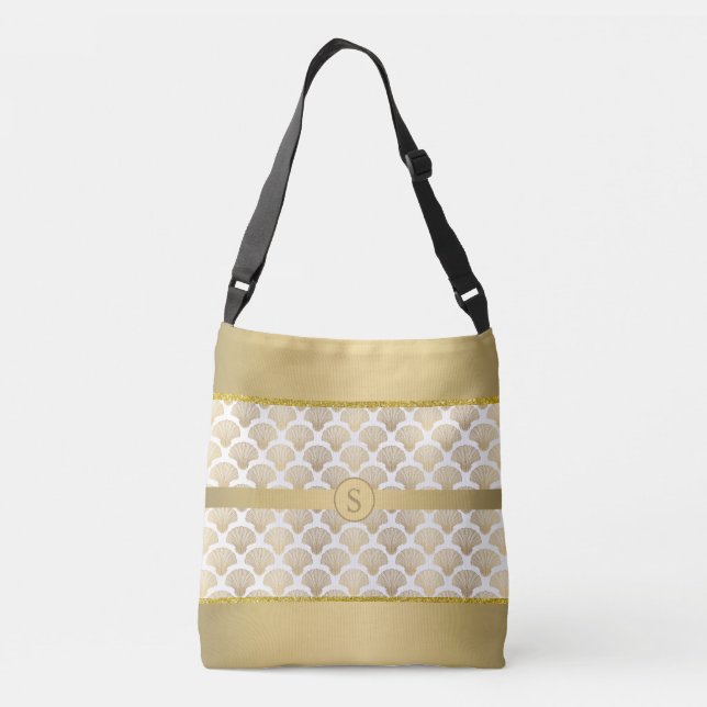 Personalized Tote with Elegant Gold Sea Shells  (Back)