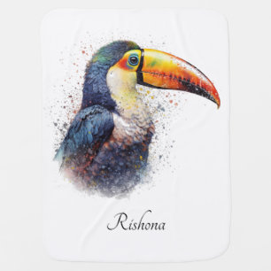 Personalized Toucan Jungle Nursery Decor Baby Blanket
