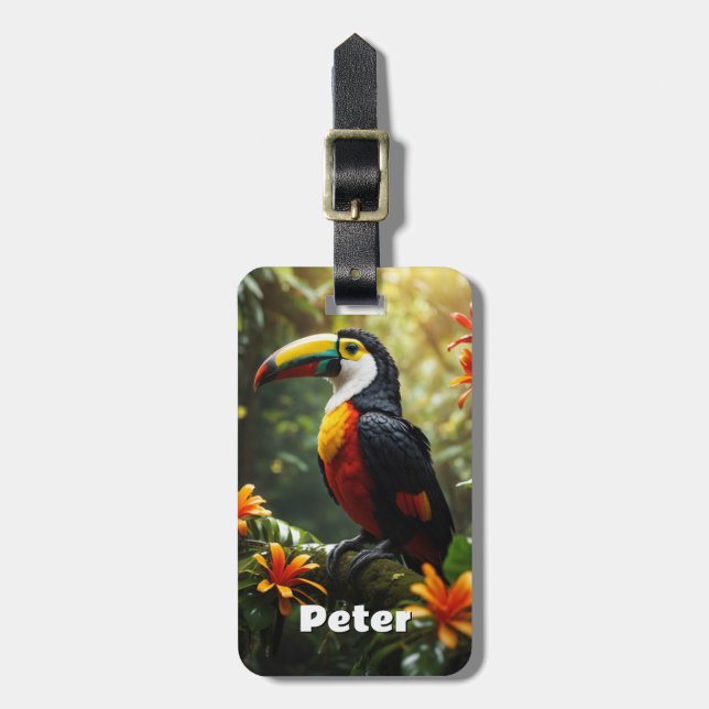 Personalized Toucan Luggage Tag (Front Vertical)