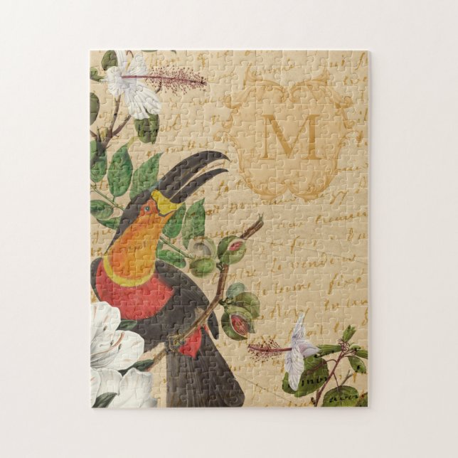 Personalized Toucan Monogram Jigsaw Puzzle (Vertical)
