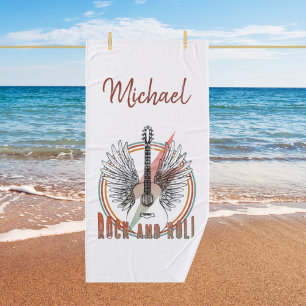 Personalized towel Rock and Roll, guitar