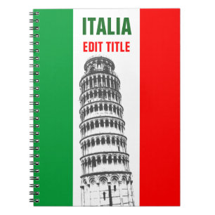 Personalized Tower of Pisa and Italian Flag Notebook