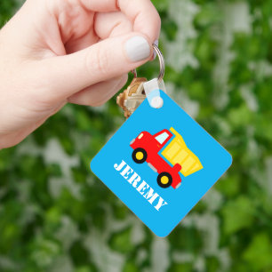 Personalized toy construction vehicle truck kid's keychain