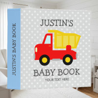 Personalized toy dump truck boy baby photo album